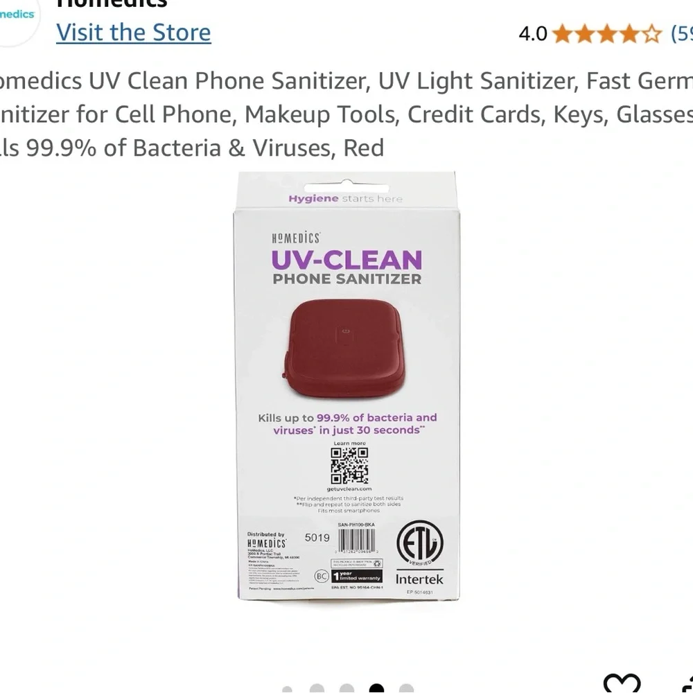 Homedics Red UV Clean Phone Sanitizer